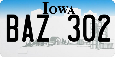 IA license plate BAZ302
