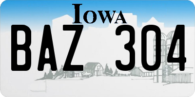 IA license plate BAZ304