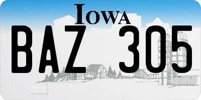 IA license plate BAZ305