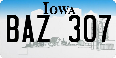 IA license plate BAZ307