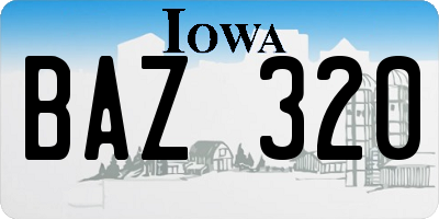 IA license plate BAZ320