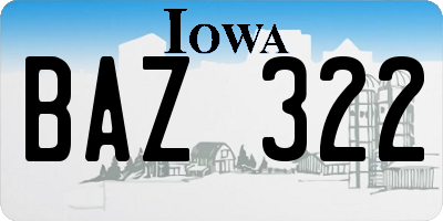 IA license plate BAZ322