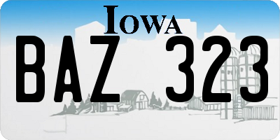 IA license plate BAZ323