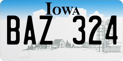 IA license plate BAZ324