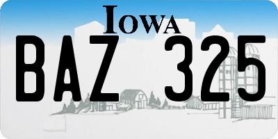 IA license plate BAZ325