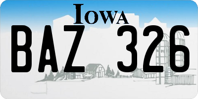 IA license plate BAZ326