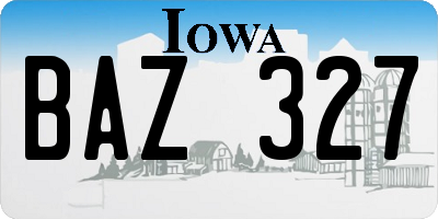 IA license plate BAZ327