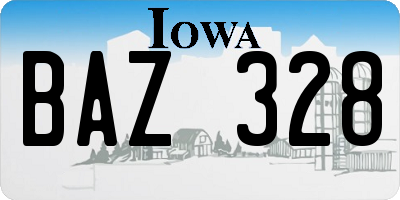 IA license plate BAZ328