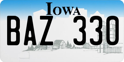 IA license plate BAZ330