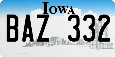 IA license plate BAZ332