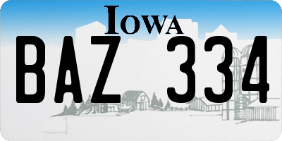 IA license plate BAZ334