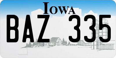 IA license plate BAZ335