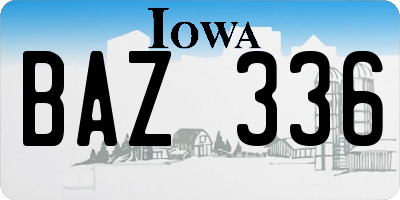 IA license plate BAZ336