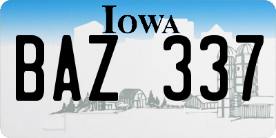 IA license plate BAZ337