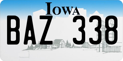 IA license plate BAZ338