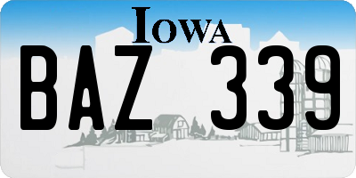 IA license plate BAZ339
