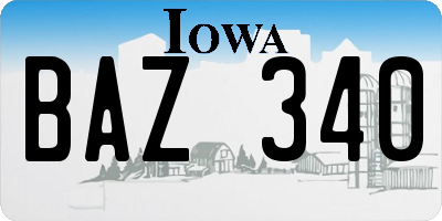 IA license plate BAZ340