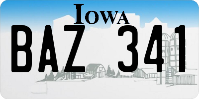 IA license plate BAZ341