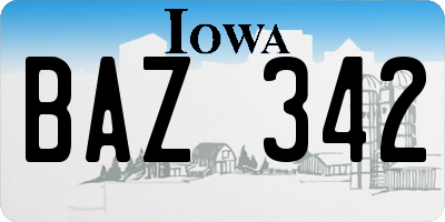IA license plate BAZ342