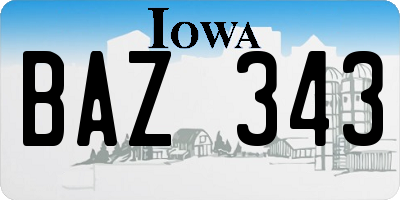 IA license plate BAZ343