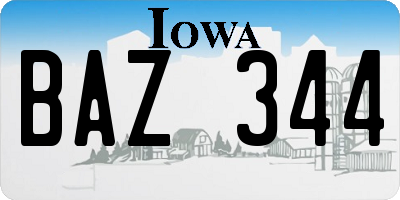 IA license plate BAZ344