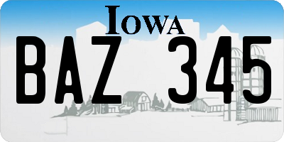 IA license plate BAZ345