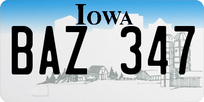 IA license plate BAZ347
