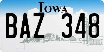 IA license plate BAZ348