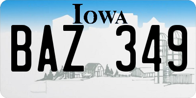 IA license plate BAZ349