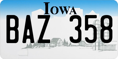 IA license plate BAZ358