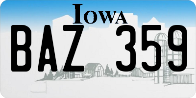 IA license plate BAZ359