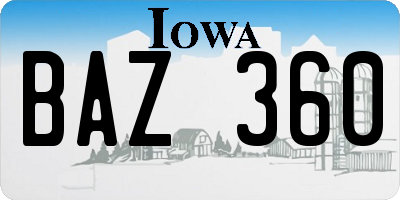 IA license plate BAZ360