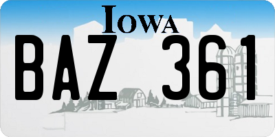 IA license plate BAZ361