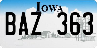 IA license plate BAZ363