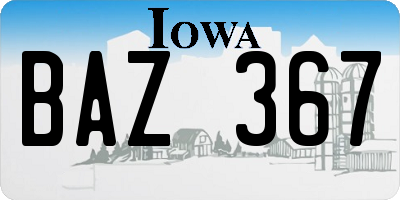 IA license plate BAZ367