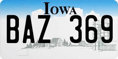 IA license plate BAZ369