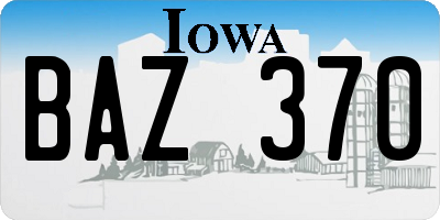 IA license plate BAZ370