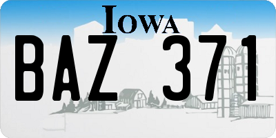 IA license plate BAZ371