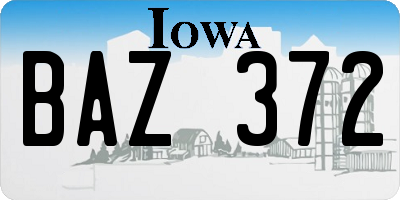 IA license plate BAZ372