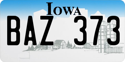 IA license plate BAZ373