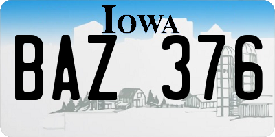 IA license plate BAZ376
