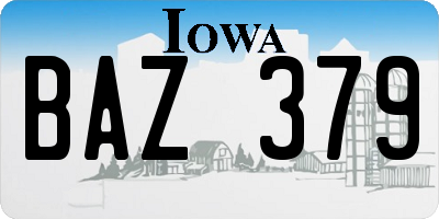 IA license plate BAZ379