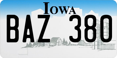 IA license plate BAZ380