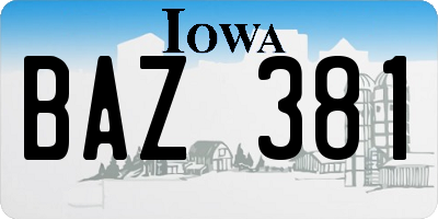 IA license plate BAZ381