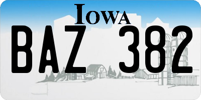 IA license plate BAZ382