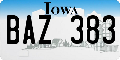 IA license plate BAZ383