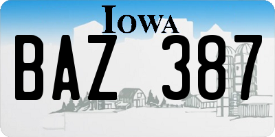 IA license plate BAZ387