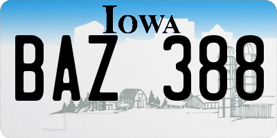 IA license plate BAZ388
