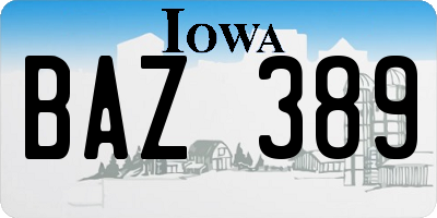 IA license plate BAZ389