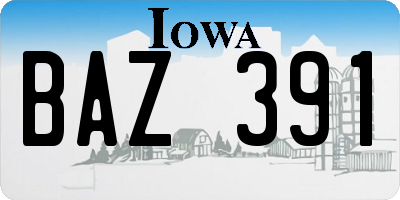 IA license plate BAZ391